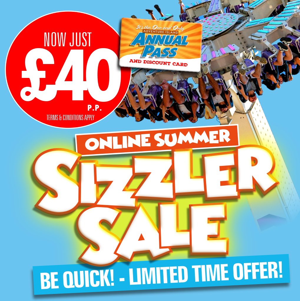 ANNUAL PASS SALE 🔥☀️

For a limited time only, Adventure Island Annual Passes are £40 instead of £60! Don't miss out — this online exclusive offer won't last long! 🚀

adventureisland.co.uk/product/annual…