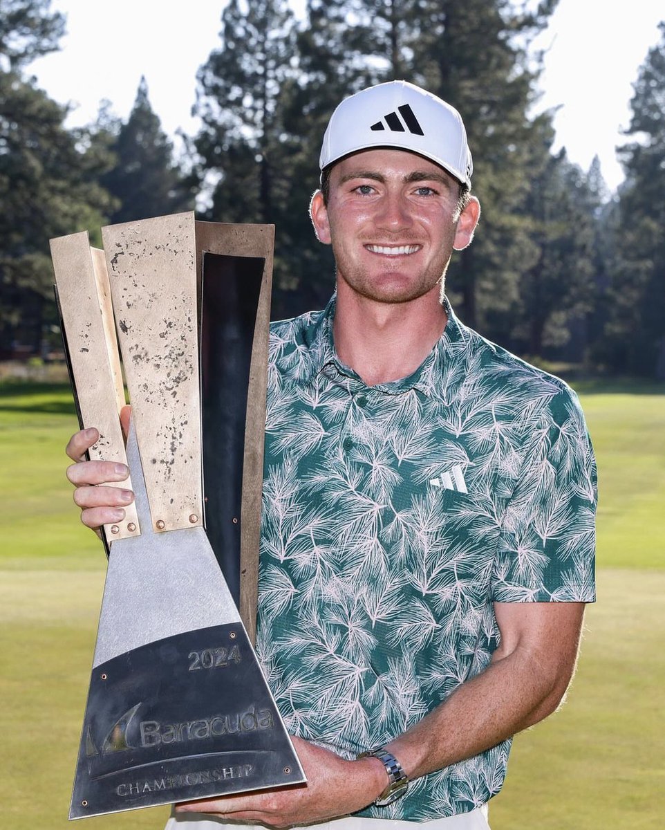 bamagolf's tweet photo. Making history yet again. Congratulations, Nick Dunlap on winning the Barracuda Championship! This win makes Dunlap the first player in history to win as an Amateur and a professional in the same year. 

Proud of you, Nick! 👏 #AlabamaGolf https://t.co/dgH1srvsol