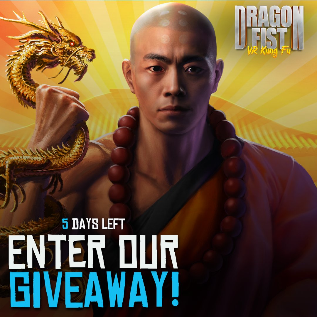 DragonFistVR's tweet image. There are 5 days remaining in our giveaway. We are giving away free access so you can play the new Shaolin Soccer update. Enter here: bit.ly/3y3HW25 #gaming #vrfighting #vr #dragonfist #vrgaming