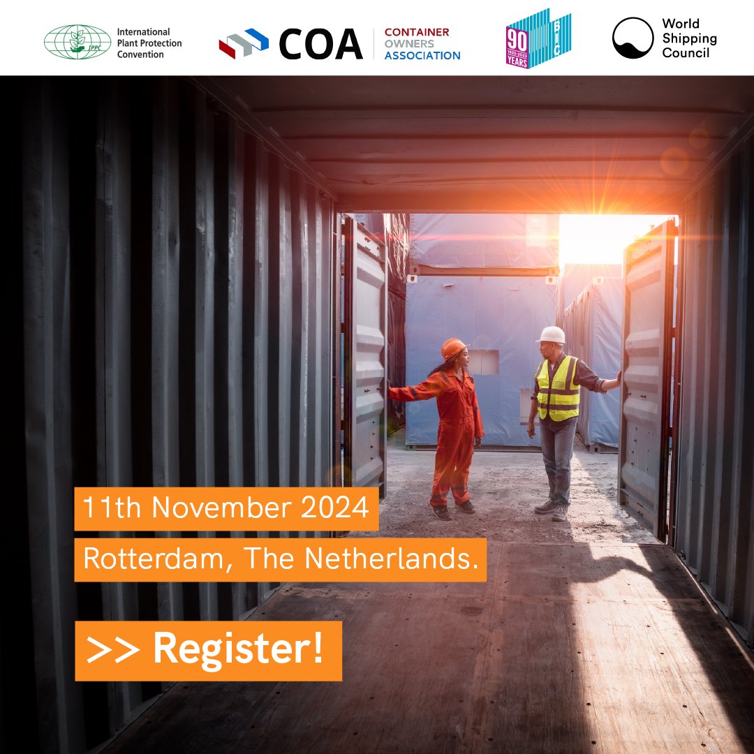 Save the date! We are co-hosting the ‘International Symposium on Plant &amp; Biodiversity Protection: Optimizing Container Design to Mitigate Risks of Pest Contamination in the International Containerized Supply Chain’ in Rotterdam for 11th Nov 2024. Register ecs.page.link/nNRRk