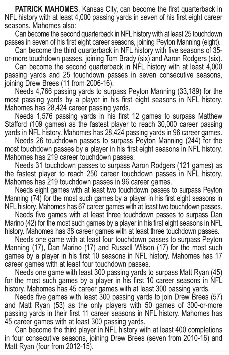Per the NFL, milestones Patrick Mahomes can achieve in 2024. #ChiefsKingdom