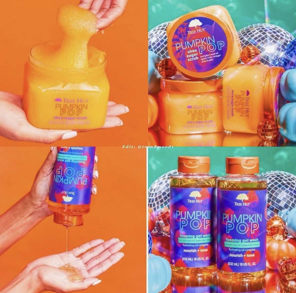 Trendmood's tweet photo. #Revealed🚨 NEW! Body Collection 🛁✨🧡🍒 Fall scents are starting to drop #TreeHut $11.99 each Includes:
🧡🫧 Pumpkin Pop Scent
✨Pumpkin Pop Sugar Scrub
✨Pumpkin Pop Foaming Gel Wash
✨Pumpkin Pop Whipped Butter
🫧🍒 Cherry Rave Scent
✨Cherry Rave Sugar Scrub
✨Cherry Rave Whipped Butter
✨Cherry Rave Foaming Gel Wash
#ComingSoon