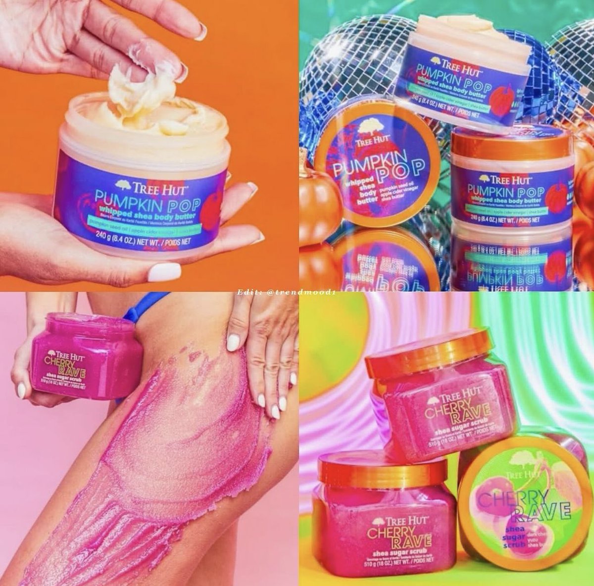 Trendmood's tweet photo. #Revealed🚨 NEW! Body Collection 🛁✨🧡🍒 Fall scents are starting to drop #TreeHut $11.99 each Includes:
🧡🫧 Pumpkin Pop Scent
✨Pumpkin Pop Sugar Scrub
✨Pumpkin Pop Foaming Gel Wash
✨Pumpkin Pop Whipped Butter
🫧🍒 Cherry Rave Scent
✨Cherry Rave Sugar Scrub
✨Cherry Rave Whipped Butter
✨Cherry Rave Foaming Gel Wash
#ComingSoon