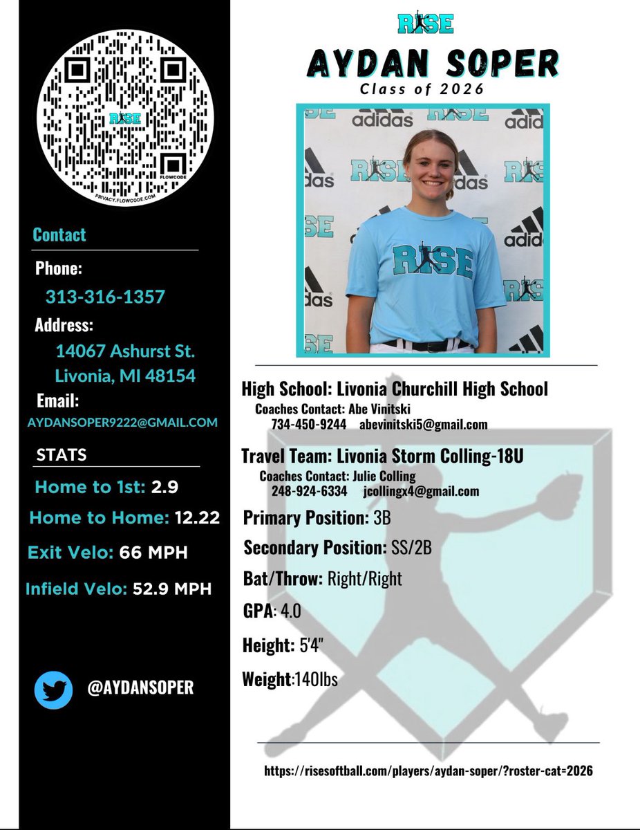 AydanSoper's tweet photo. Thank you @RiseSoftball for hosting such a great showcase! I had a lot of fun and I appreciate all you do for athletes! https://t.co/l0VSUBJxI4