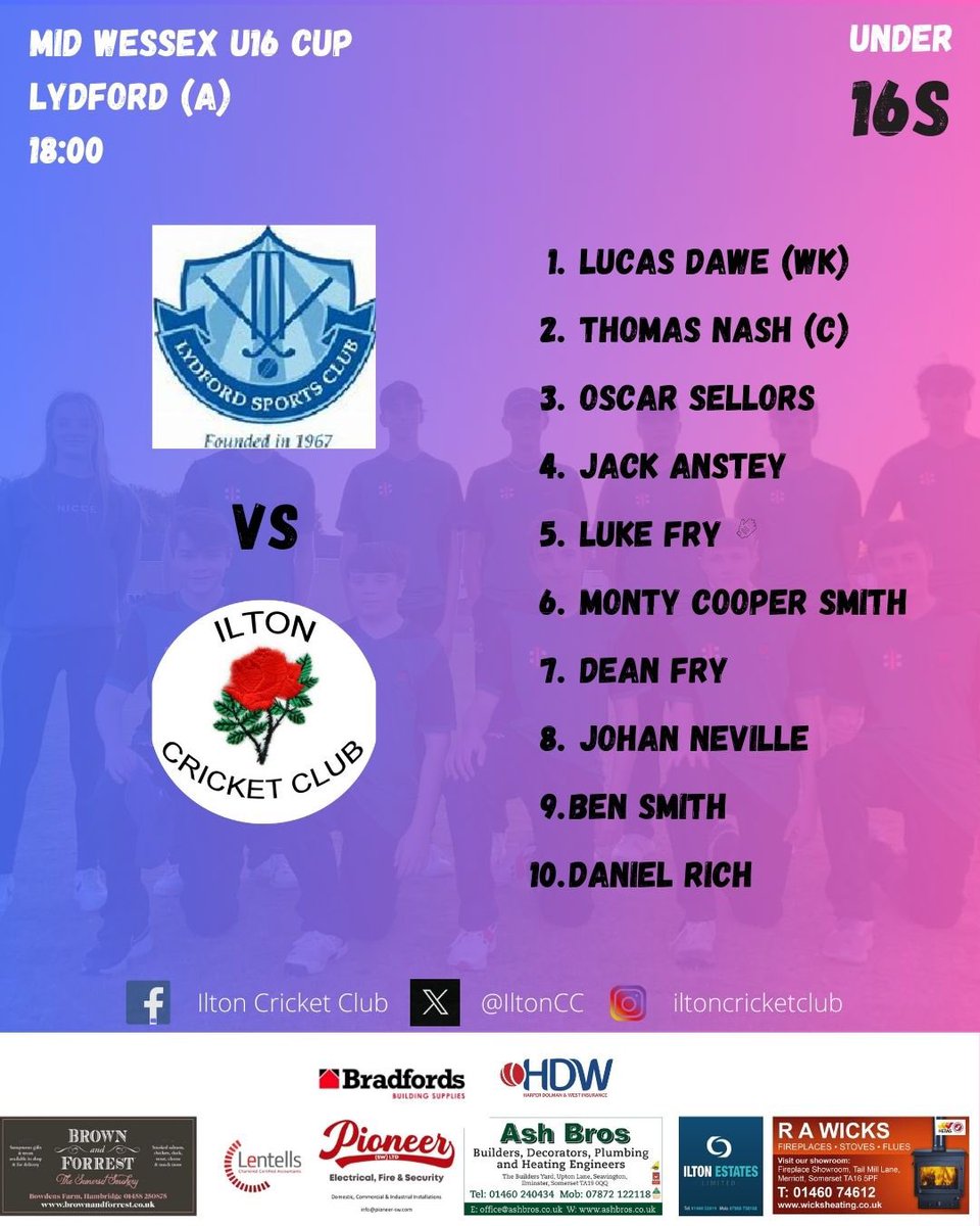 Under 1️⃣6️⃣s back in action this evening as they travel to Lydford in the Cup. 

💻 Follow the scores here > ilton.play-cricket.com/Matches

👏 Good luck! 

#iltoncricketclub #juniorcricket