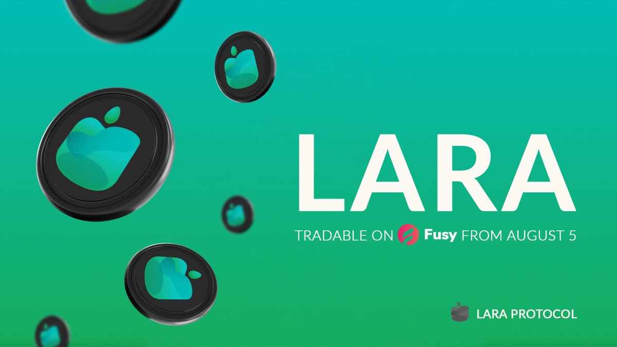 As a follow-up to our Presale announcement, we're happy to announce our partnership with <a href="/FusySwap/">Fusy App</a>.
After the $LARA presale ends, $LARA will be listed &amp; tradeable on <a href="/FusySwap/">Fusy App</a>.
#Uniswap #TARA #ETH #FTM #SOL #LP #TokenListing