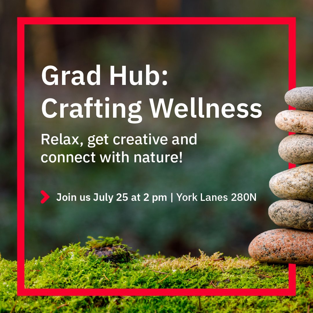 Ready to connect, relax and recharge? Another Grad Hub is coming your way! 

🎨 This event's theme: "IT ROCKS PAINTING"

Register: 🔗 yorkinternational.apps01.yorku.ca/machform/view.…