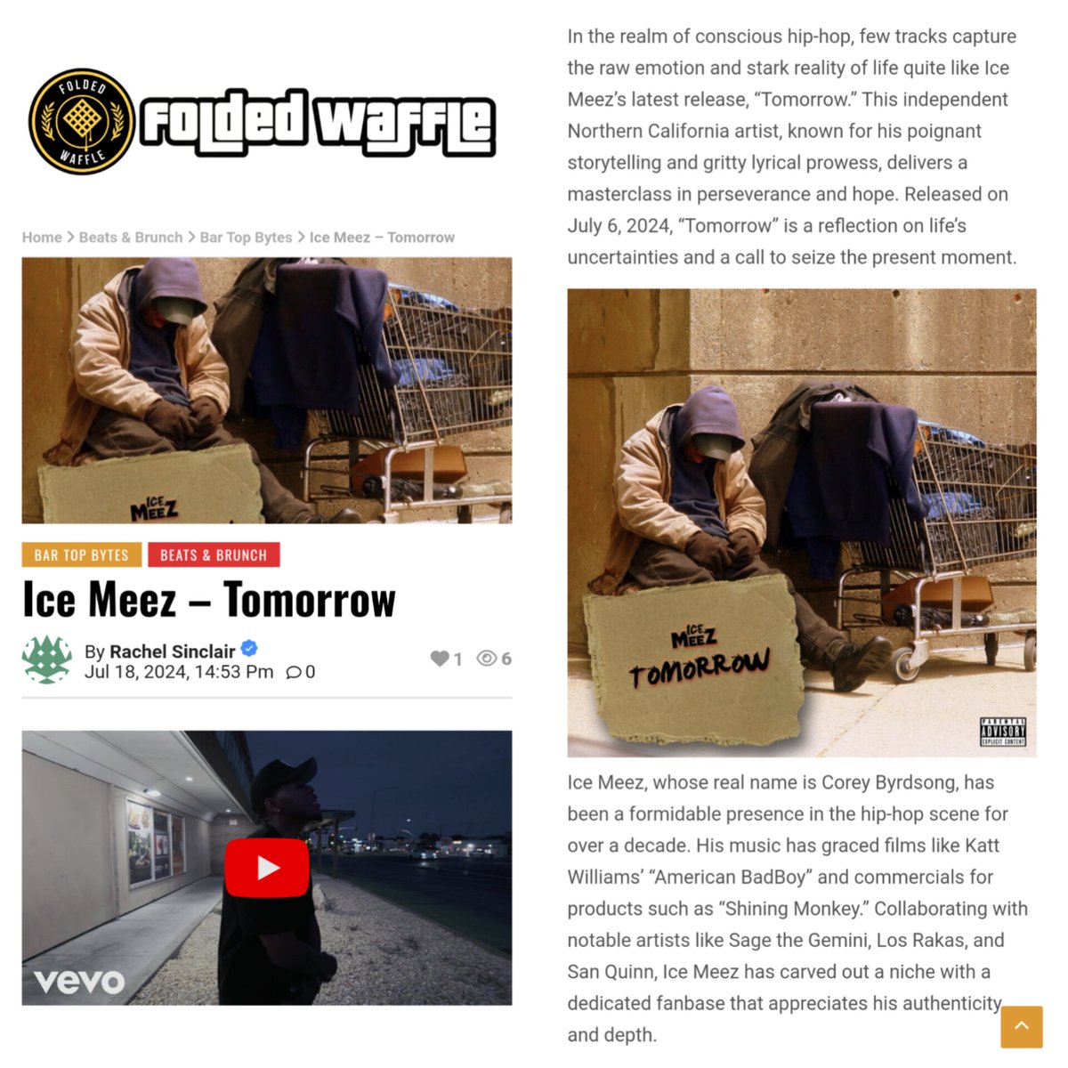 S/O " Folded Waffle " for the amazing article about my new song " Tomorrow " read the full article below

FW Article 
foldedwaffle.com/ice-meez-tomor…

FW Platlist
foldedwaffle.com/waffle-rhythms…

Tomorrow ( Music Video )
youtu.be/OPxGXQsgst8?si…

Download &amp; Stream
vyd.co/IceMeezTomorrow