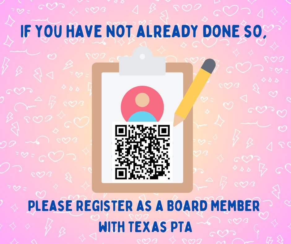 Friendly Reminder 💌
PTA Board Members are required to register with Texas PTA each year, it takes 1 minute!😎
txpta.my.salesforce-sites.com/OfficerIntake