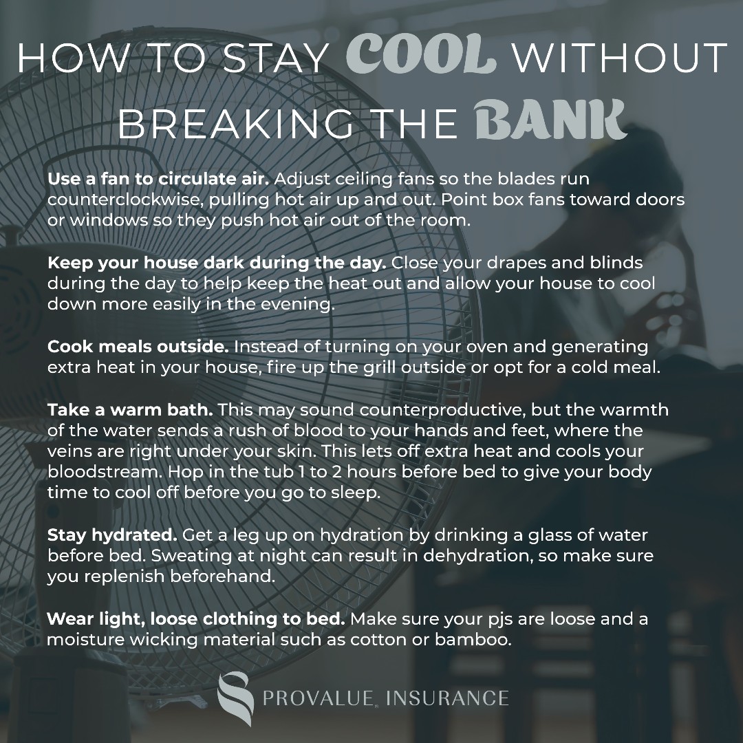 provalueins's tweet image. Has your electricity bill skyrocketed this summer due to air conditioning use? Check out these tips to stay cool indoors without breaking the bank!

#staycool #summer #ProValueInsurance