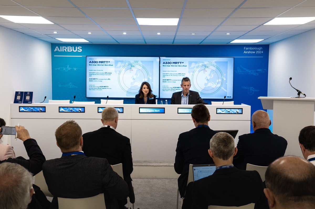 JeanBriceDumont's tweet photo. At @FIAFarnborough we have showcased today the successful 20-year history of the #A330MRTT and its natural evolution with the MRTT+ to meet growing market demand.
This change will be focused on wings and engine, as well as improvements to the passenger cabin.
@AirbusDefence https://t.co/JgwFcb3wnI