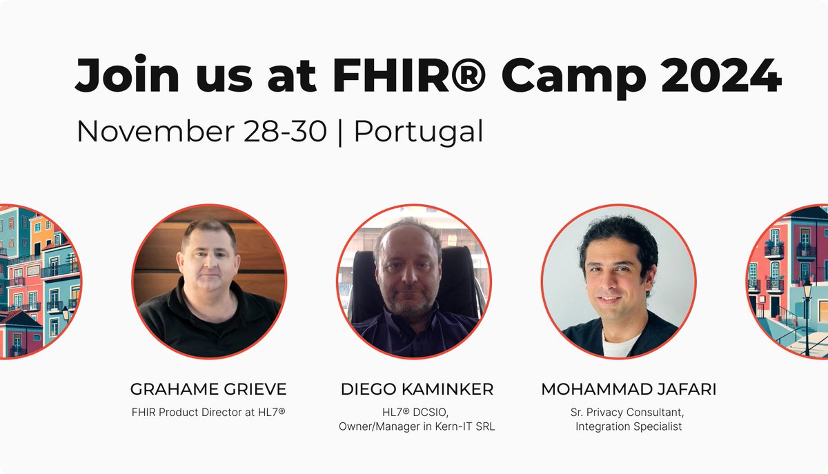 You're invited 𝘁𝗼 #𝗙𝗛𝗜𝗥𝗖𝗮𝗺𝗽𝟮𝟬𝟮𝟰 in #Portugal from November 28-30. Grahame Grieve, Diego Kaminker, and Mohammad Jafari are already on board. Now, we need you to #FHIR up the conversation even more! 𝗦𝗲𝗰𝘂𝗿𝗲 𝘆𝗼𝘂 𝘀𝗽𝗼𝘁: hubs.li/Q02HFMdF0