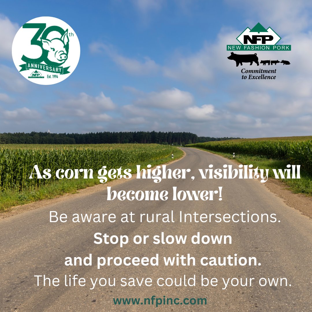 NewFashionPork's tweet photo. Let's be safe out there!
#agriculture #ruralminnesota #porkproduction #realfarming #realpigfarming #growingcrops #cornfield #ruralintersections https://t.co/Gn6UXL67pv