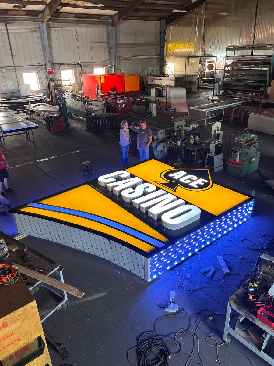LandaleSigns's tweet photo. This is going up in Calgary! Make sure you stop in at Ace Casino Blackfoot to see the new sign and try your luck! Our team hit the jackpot with our friends at Ace Casino. Stay tuned! @ACECasinoBlckft #getnoticed #pylonsign #acecasinoblackfoot #AceYourExperience #yyc #calgary https://t.co/czZHTXC9OI