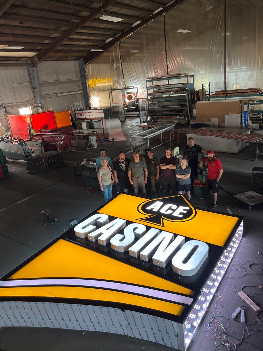 LandaleSigns's tweet photo. This is going up in Calgary! Make sure you stop in at Ace Casino Blackfoot to see the new sign and try your luck! Our team hit the jackpot with our friends at Ace Casino. Stay tuned! @ACECasinoBlckft #getnoticed #pylonsign #acecasinoblackfoot #AceYourExperience #yyc #calgary https://t.co/czZHTXC9OI