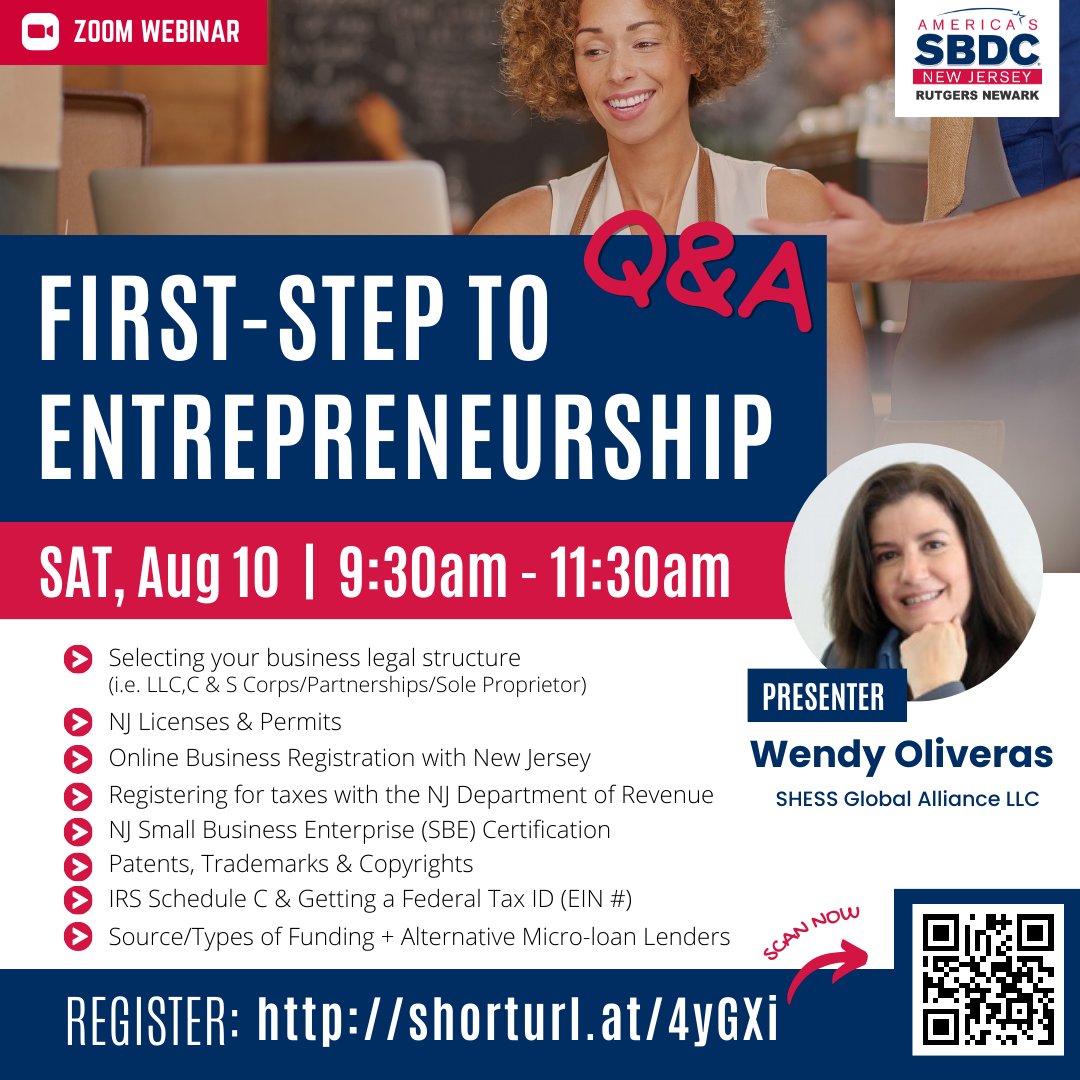 rnsbdc's tweet photo. 🌱 First-Step to Entrepreneurship Q&amp;A Webinar💡
-
ZOOM WEBINAR
Saturday, August 10, 2024
9:30 am - 11:30 am
Registration link :
https://t.co/8qVUoT0uyq
-
#businessstrategy #operatingbusiness #entrepreneurship #successfulbusiness #smallbusinesswebinar #smallbusinessowners https://t.co/hdPxOntiO3