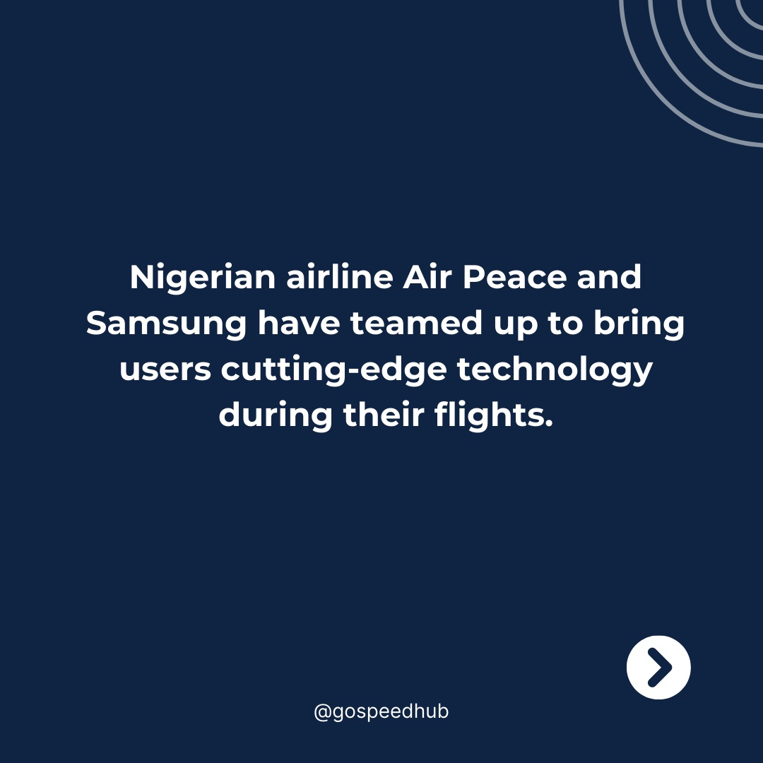 GoSpeedHub's tweet photo. Will this partnership improve the Air Peace flight experience?
Share your thoughts in the comments section.
#samsung #SamsungUnpacked #airpeace #Airline #Google #qatarairways #turkishairline #flyemirates #eithad #ChainGPT #IBM #GoogleCloud #Apple #tech #gospeedhub https://t.co/6EYDHXtaat