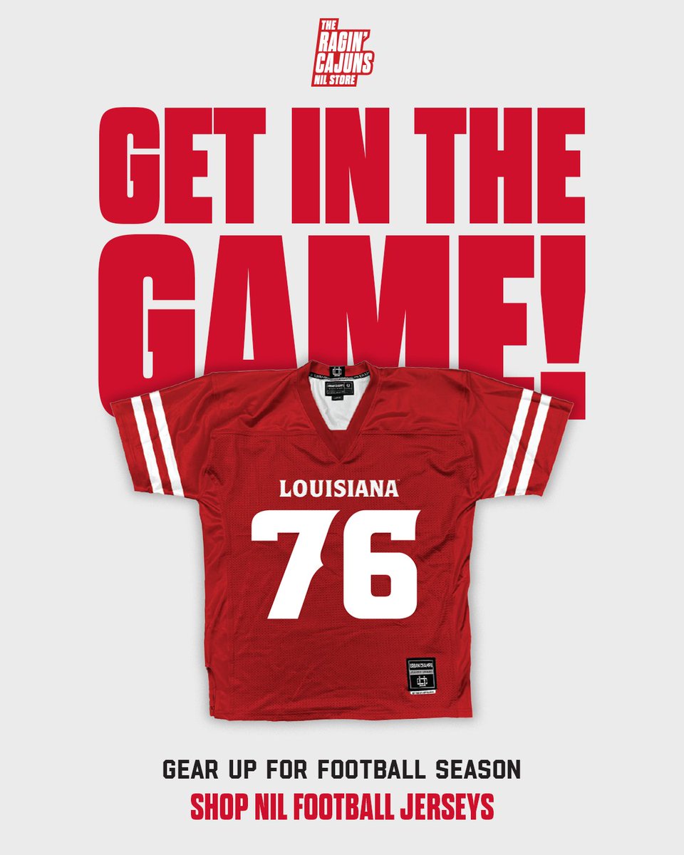 ragincajunsnil's tweet photo. Get in the game and gear up for football season at the Ragin Cajuns NIL Store! 🏈

https://t.co/5SEiVIOlcb

@ragincajunsfb x @nil_store https://t.co/zadWtLg6pa