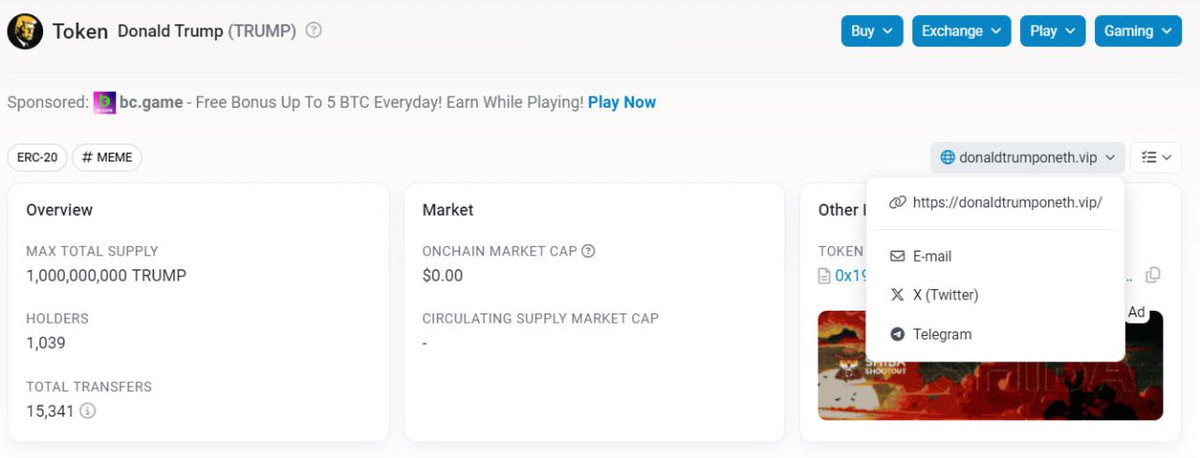 Etherscan Info Updated

#Trump #DonaldTrump #Maga #fight