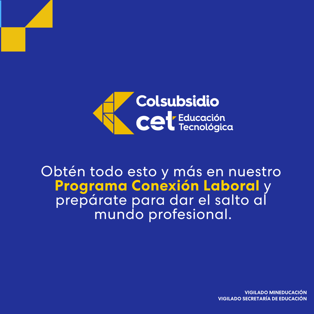 ¿Sabías qué nuestro programa de conexión laboral empieza su primera corte con los estudiantes de último semestre de CET Colsubsidio?

No te pierdas los beneficios que te impulsan a tu etapa productiva con nuestro Programa Conexión Laboral.