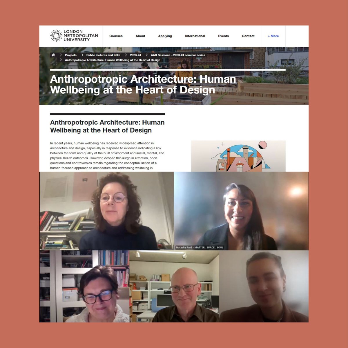 Human Wellbeing at the Heart of Design

How places can better serve people's needs, health &amp; happiness through human-focused approaches for architecture &amp; placemaking:

📽️bit.ly/46oZORS

Thanks <a href="/ArchiBarac/">Matthew Barac</a> for the invitation to present <a href="/Research_LMArts/">AAD Research, LondonMet</a>

#PlaceQuality