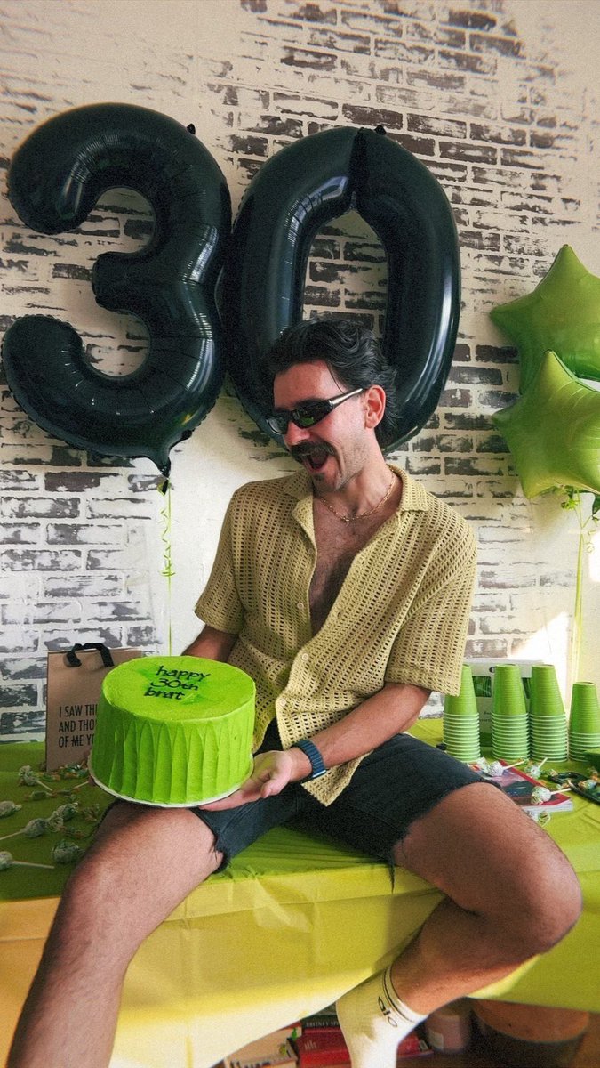 nedaddyy's tweet photo. turned 30 now what? 💚 #brat https://t.co/K1YKWwVuPa