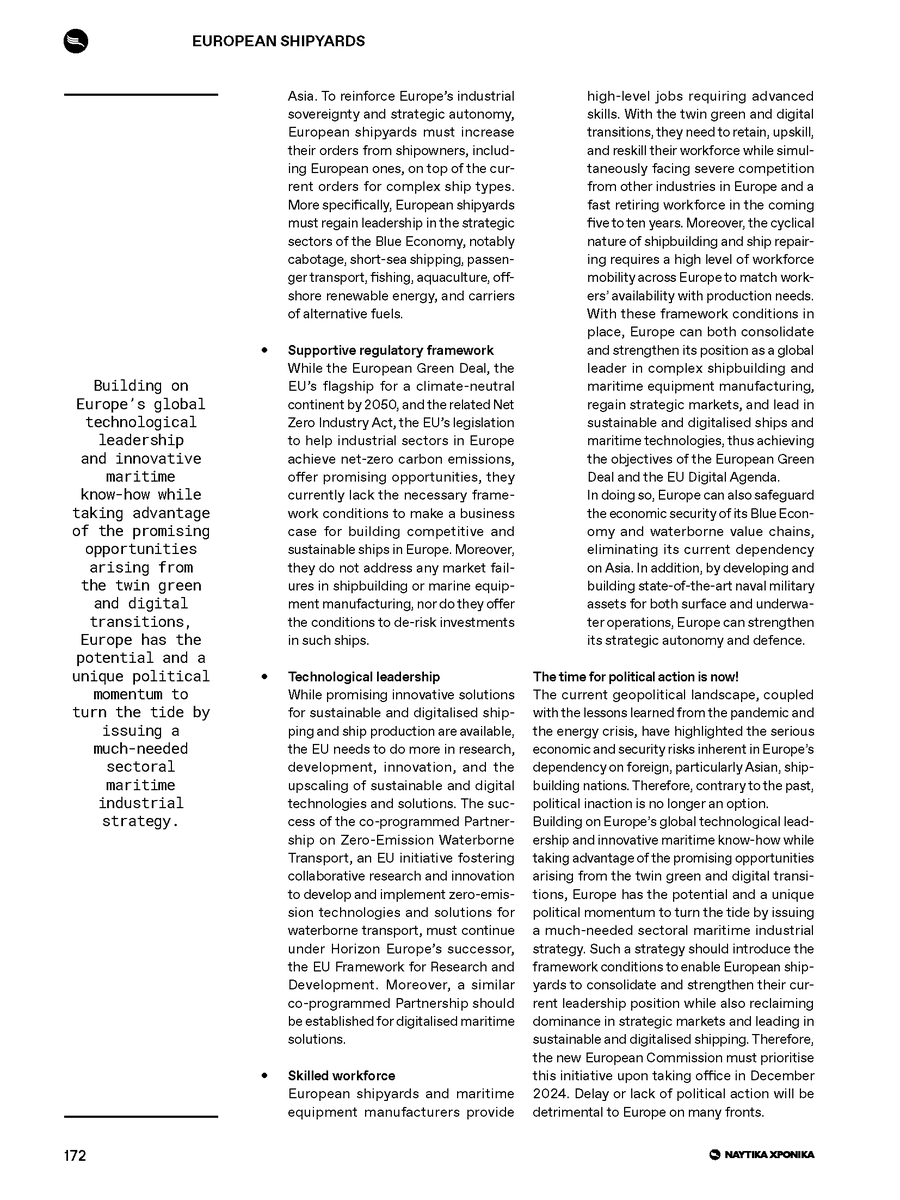 HEMEXPO (@hemexpo) on Twitter photo In the latest issue of <a href="/naftikachronika/">Gratia Publishing</a> Christophe Tytgat, Secretary General of <a href="/seaeurope/">SEA Europe</a> speaks about the challenges and prospects of European #shipbuilding, following a recent SEA Europe market report. Read the article below ⬇️
#EuropeanShipbuilding #GreekMaritimeExcellence In the latest issue of <a href="/naftikachronika/">Gratia Publishing</a> Christophe Tytgat, Secretary General of <a href="/seaeurope/">SEA Europe</a> speaks about the challenges and prospects of European #shipbuilding, following a recent SEA Europe market report. Read the article below ⬇️
#EuropeanShipbuilding #GreekMaritimeExcellence