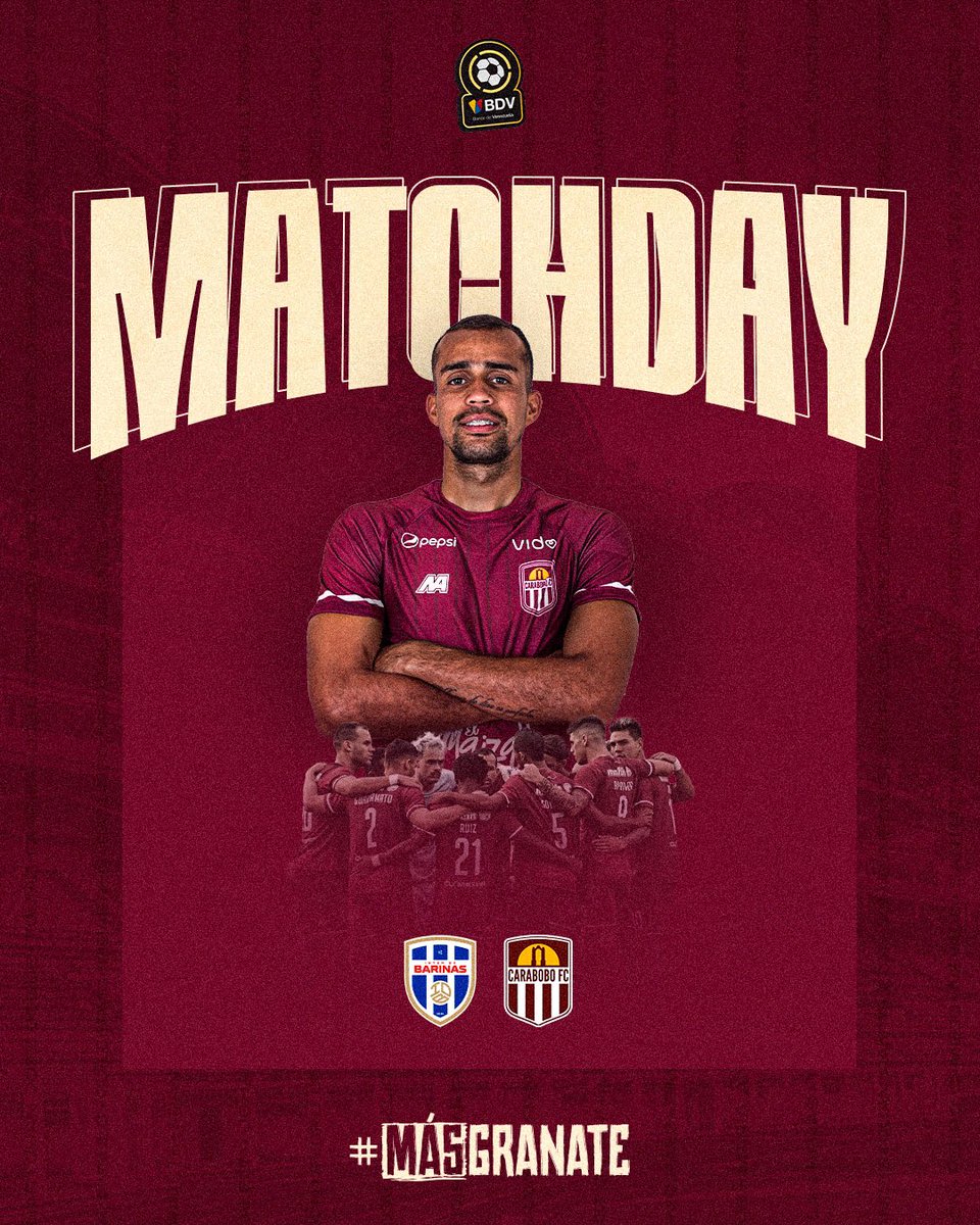 La alegría 𝕲𝖗𝖆𝖓𝖆𝖙𝖊 se vivirá en todas las canchas 🔥🙌

🆚 <a href="/InterBarinas/">Inter de Barinas</a> 
🏆 <a href="/LigaFUTVE/">Liga FUTVE</a> | Torneo Clausura | Jornada 2
🕓 5:30 PM
🏟️ Agustín Tovar, Barinas
📺 YouTube <a href="/LigaFUTVE/">Liga FUTVE</a> 
📻 <a href="/GranateCircuito/">Circuito Granate Oficial</a> 

#MásGranate 🔝
#CaraboboEsGranate 🇱🇻
#LigaFUTVEBancoDeVenezuela 🇻🇪
