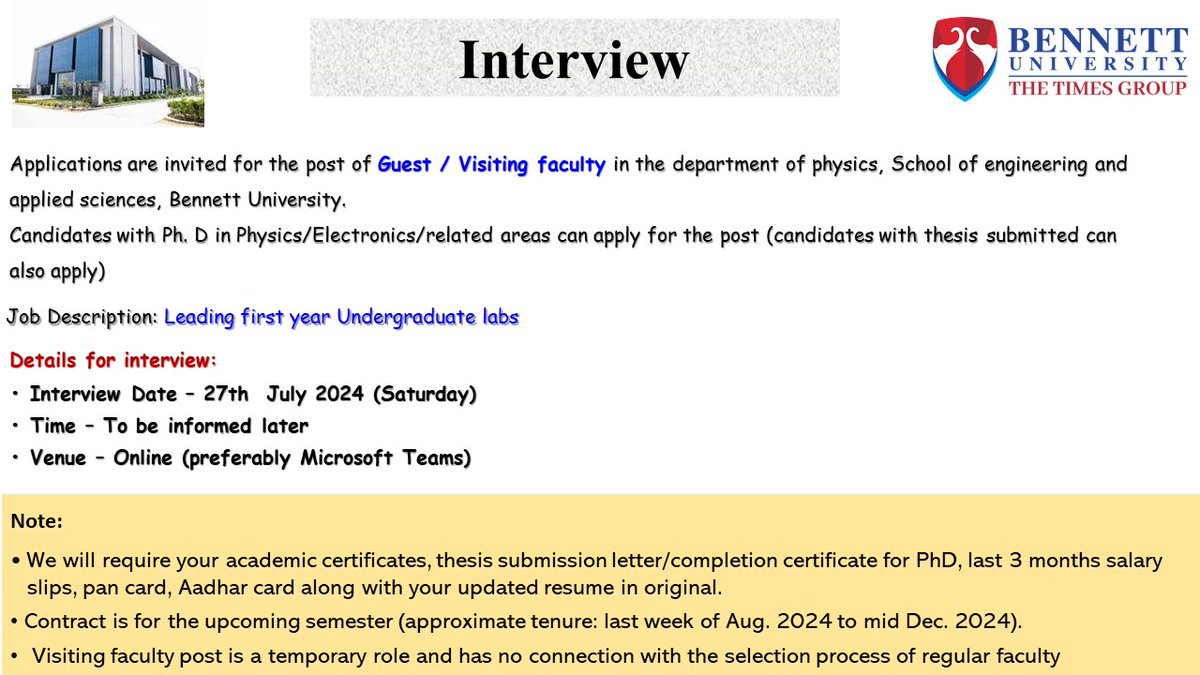 DepartmentofPh7's tweet photo. #GuestFaculty, #physics, #recruitment, #facultyjobs https://t.co/PZHKr9FuXl