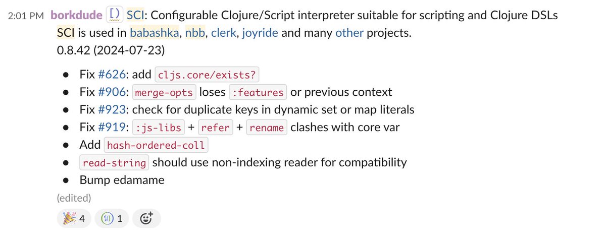 borkdude's tweet image. SCI, Clojure/Script interpreter, v0.8.42 released

github.com/babashka/sci/b…

#clojure #clojurescript