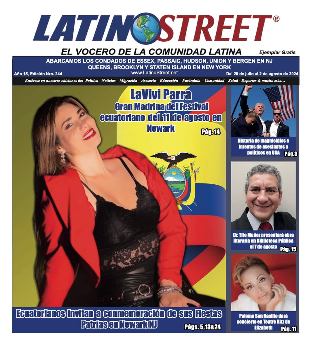 Que honor saber que vuelvo en pocos días a NJ pero esta vez como Madrina del Festival Ecuatoriano por el 10 de Agosto. Se llevará a cabo el 11 de agosto en Newark. Nos vemos pronto. 😉😊