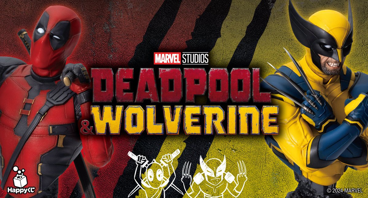 ／
明日映画公開と同時発売！
＼

Happyくじ / MARVEL 『デッドプール＆ウルヴァリン』が明日から全国のローソン、ミニストップ、映画館、MARVEL STORE、その他ホビーショップ等で発売開始！

最新コスチュームのデップーとウルヴァリンのグッズが必ず手に入る👀

▼詳細
h-kuji.com/goods/dp&wv/