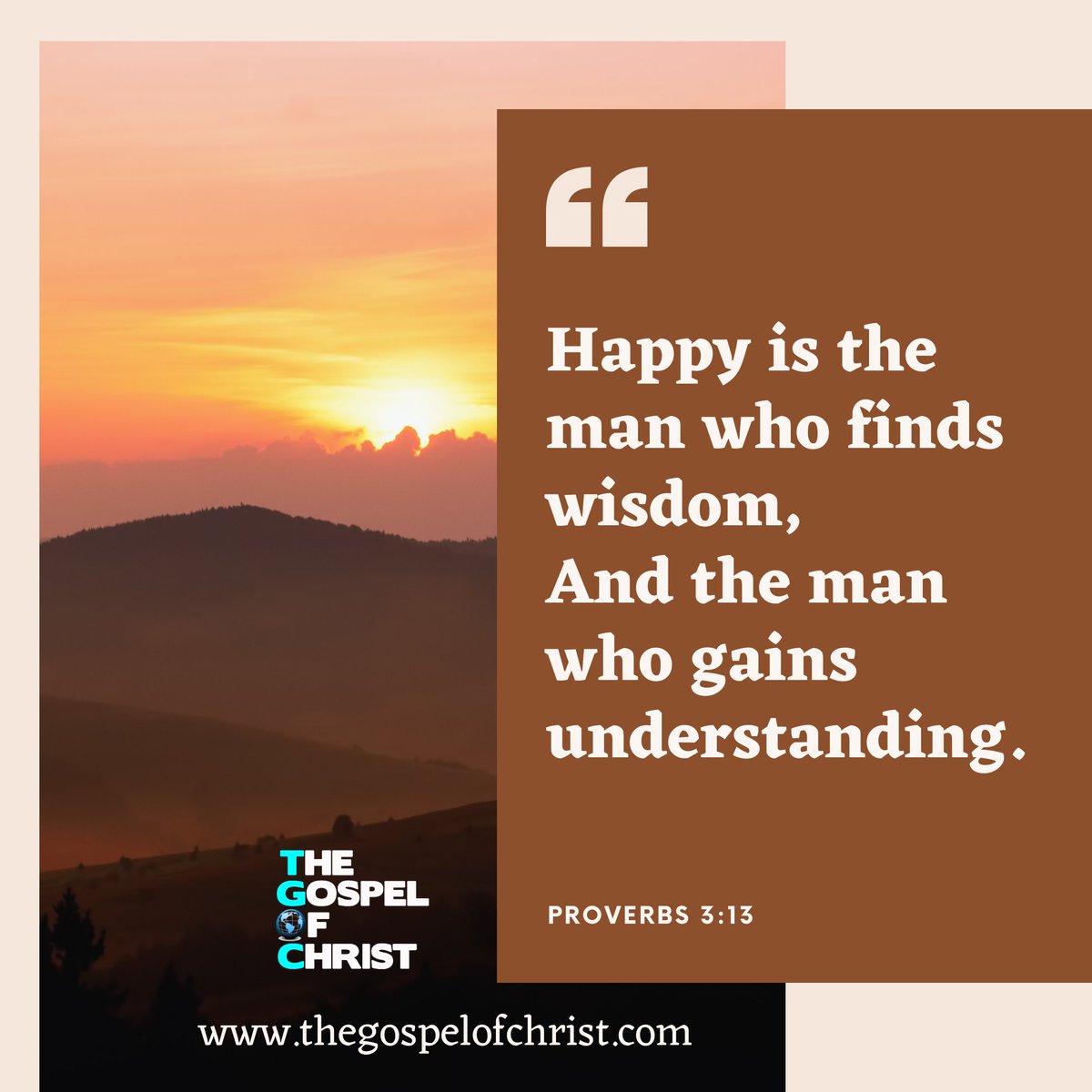TGOCworldwide's tweet photo. Happy is the man who finds wisdom,
And the man who gains understanding.
Proverbs 3:13
#proverbs #happytimes #findwisdom #betheman #DailyBibleVerse #TGOC #TheGospelOfChrist #Bible https://t.co/hFcqcFBr9v