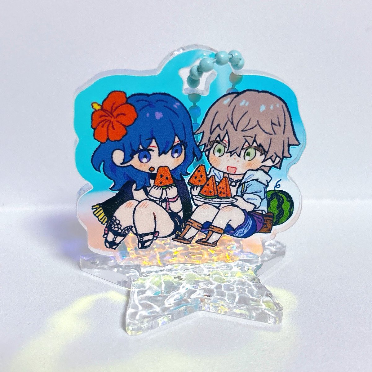 ベレス(FE風花雪月) ,ベレト 「アシュレス水着アクスタ届いた台座が水面になってます!」|シオミ🍇💍のイラスト