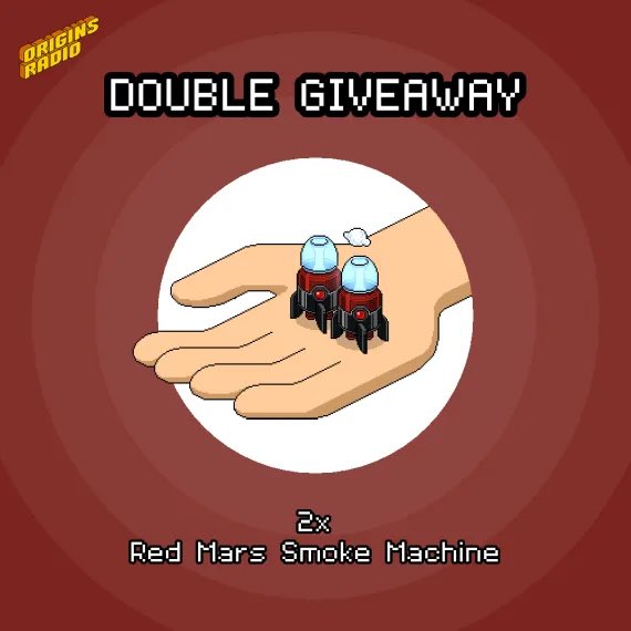 💨HAPPY RARE TUESDAY💨

Origins Radio is giving one #Habbohotelorigins player the chance win a MARS SMOKE MACHINE Instructions to enter are as follows:

🐦FOLLOW us <a href="/HabboOriginsFM/">Origins Radio</a>
🔁RETWEET this tweet
🩷LIKE this tweet
👇 COMMENT below #Habbo

👇BELOW DETAILS OF 2ND GIVEAWAY