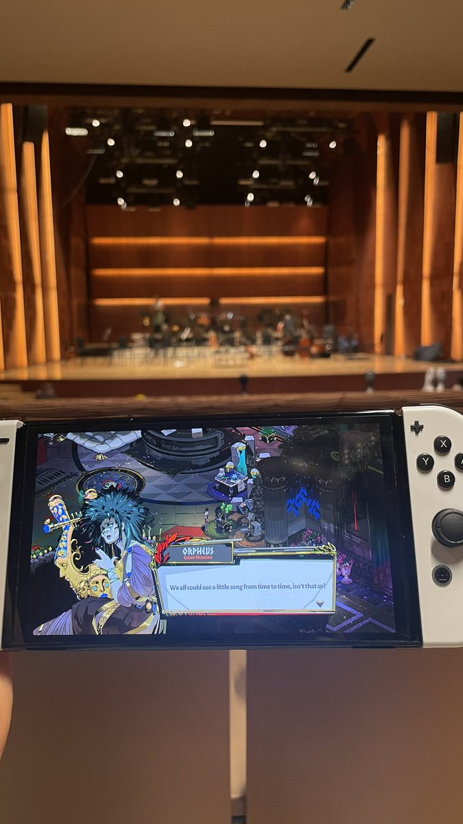 I took Orpheus to my rehearsal break at the symphony hall <a href="/DarrenKorb/">Darren Korb</a> <a href="/SupergiantGames/">Supergiant Games - HADES II out now!</a> #HadesGame