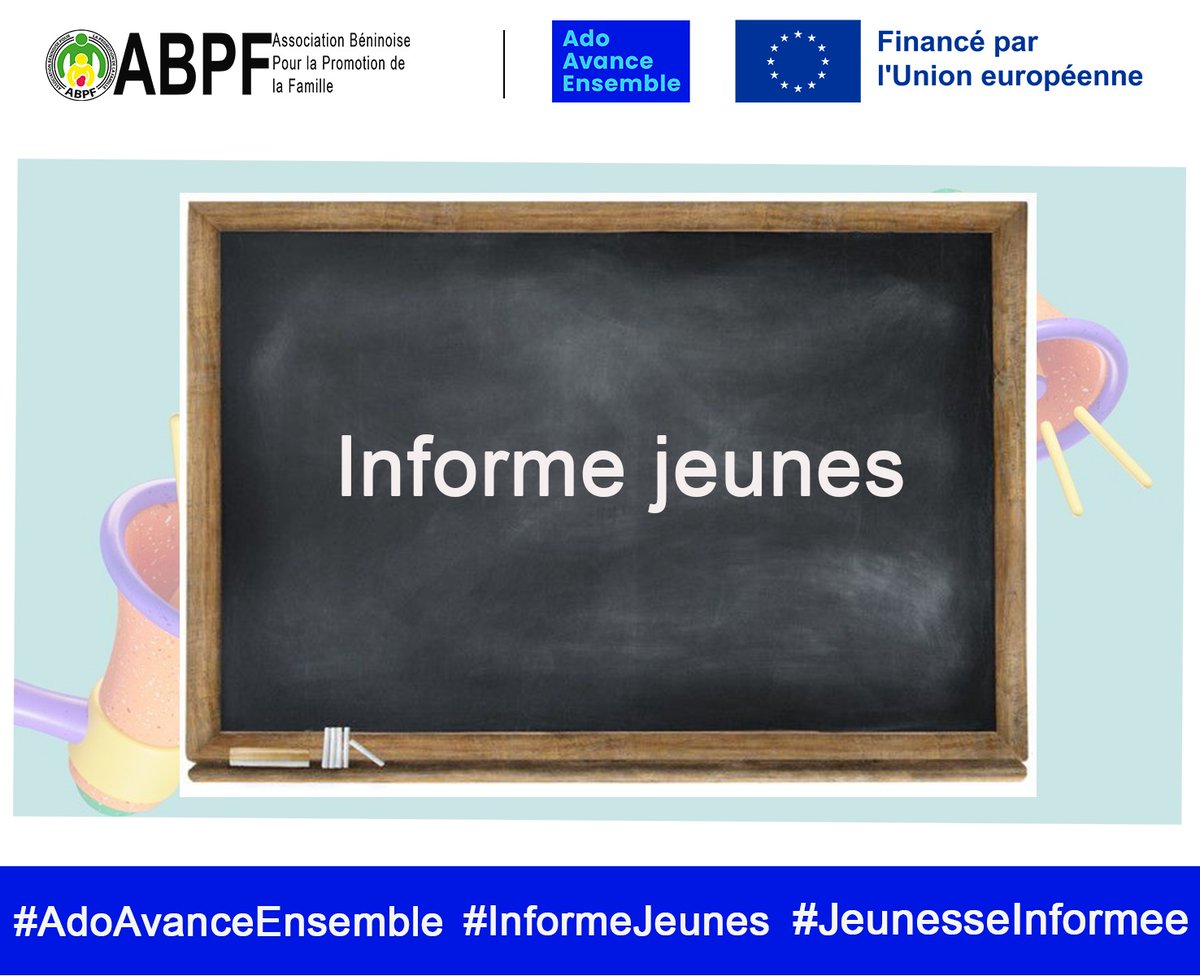 Nous lançons la campagne "Informe jeunes" pour promouvoir le dialogue parents-enfants sur la santé sexuelle et reproductive des adolescents. 🌟 Informons jeunes et parents via des messages positifs sur les RS.😊 #AdoAvanceEnsemble #InformeJeunes #JeunesseInformee <a href="/MAJBenin/">MAJ Benin</a>