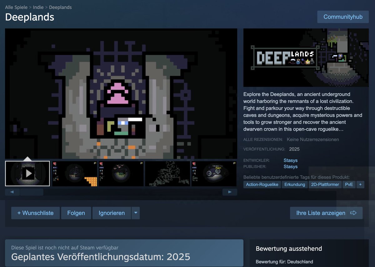 You can now wishlist my game DEEPLANDS on Steam! If you want to support me there is not better way to do that – and it's entirely free!

Wishlist: store.steampowered.com/app/3110610/De…