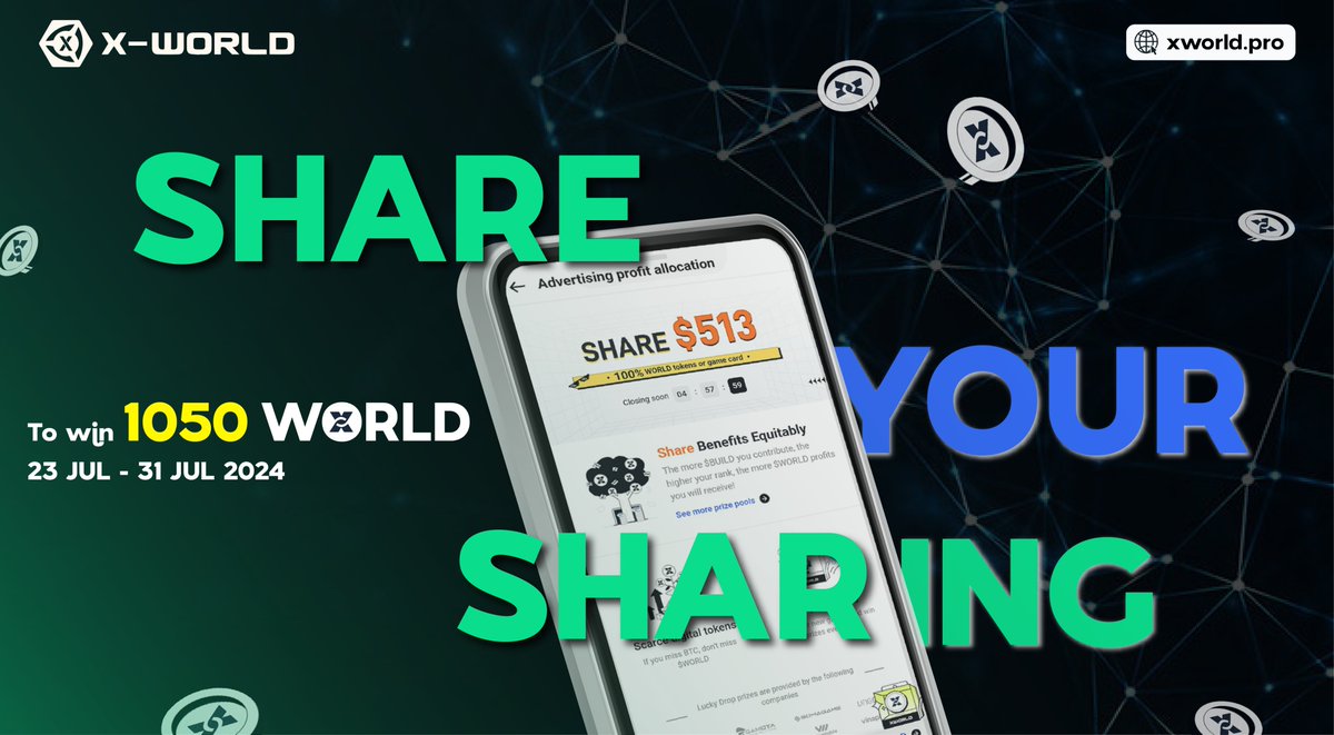 🥳 𝗖𝗘𝗟𝗘𝗕𝗥𝗔𝗧𝗘 𝗬𝗢𝗨𝗥 𝗚𝗔𝗜𝗡𝗦: 𝗫𝗪𝗢𝗥𝗟𝗗 𝗦𝗛𝗔𝗥𝗜𝗡𝗚 𝗦𝗡𝗔𝗣𝗦𝗛𝗢𝗧 𝗖𝗢𝗡𝗧𝗘𝗦𝗧

💥 Total prize pool is a whopping 𝟭𝟬𝟱𝟬 𝗪𝗢𝗥𝗟𝗗! Ready to receive rewards for sharing pictures to participate in Profit Sharing on #XWORLD? Let's get started now!

🗓️