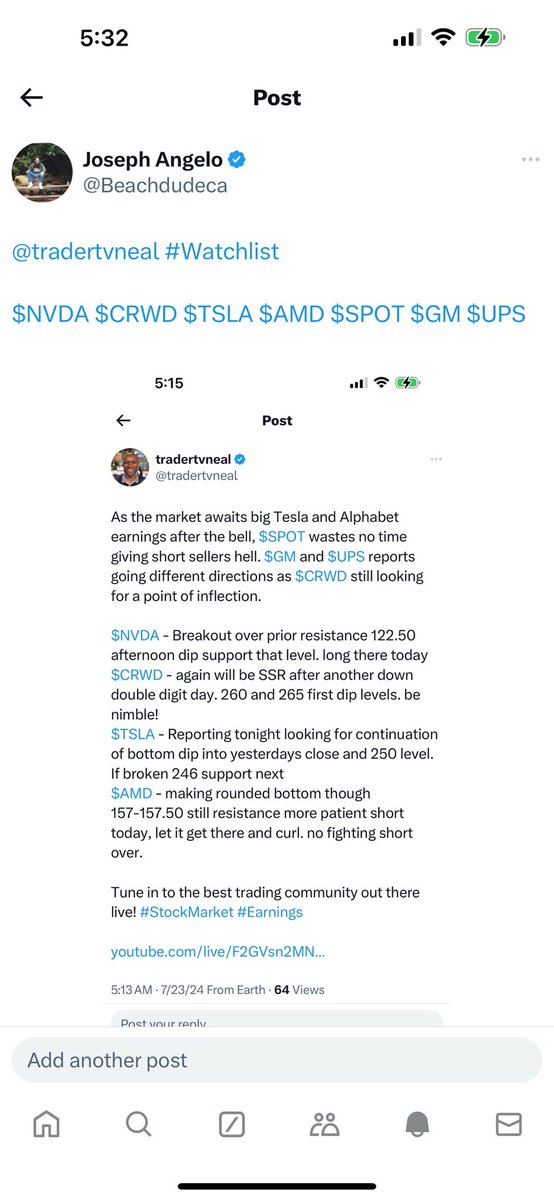 Beachdudeca's tweet photo. July 23 #Watchlist #MyFocus
$KOLD $YANG $TSLA $COIN
$SPXS $SOXS $SQQQ 🤔

$HCA $LMT $SPOT $DHR $PM $GM $SHW $MSCI $GE $SAP $ZION $CCK
$DNUT
💊 $MAIA

$NVDA $AMD $SMCI $MU
$AAPL $GOOGL $AMZN $META $MSFT
#COPX $AA $NEM $SLV $CCL $RCL

$UAA $RBLX $NXPI $PII $UPS $POAHY $MEDP $CMCSA https://t.co/7vDcAOmgdn