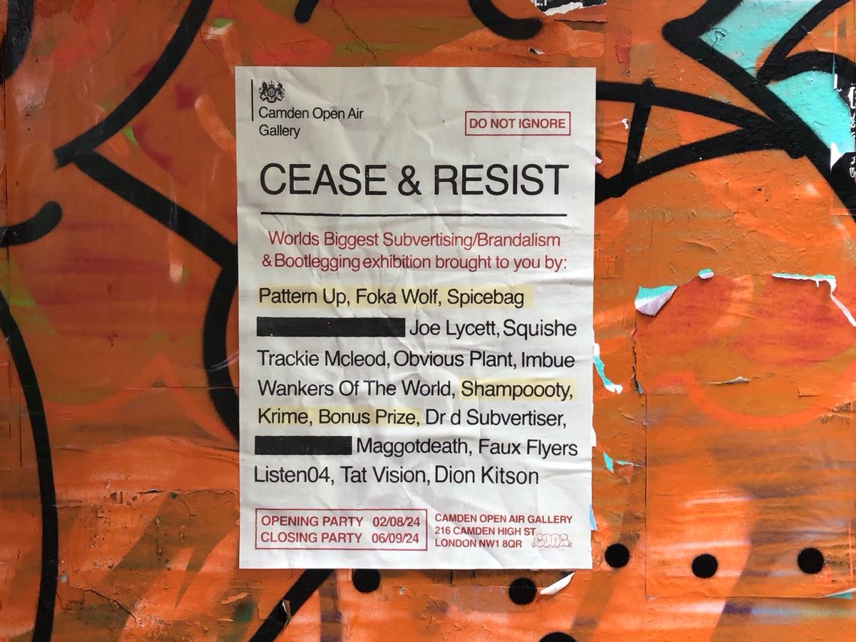 All the big names 👀 Camden open air gallery, 2 August - 6 Sep 🖤 #subvertising