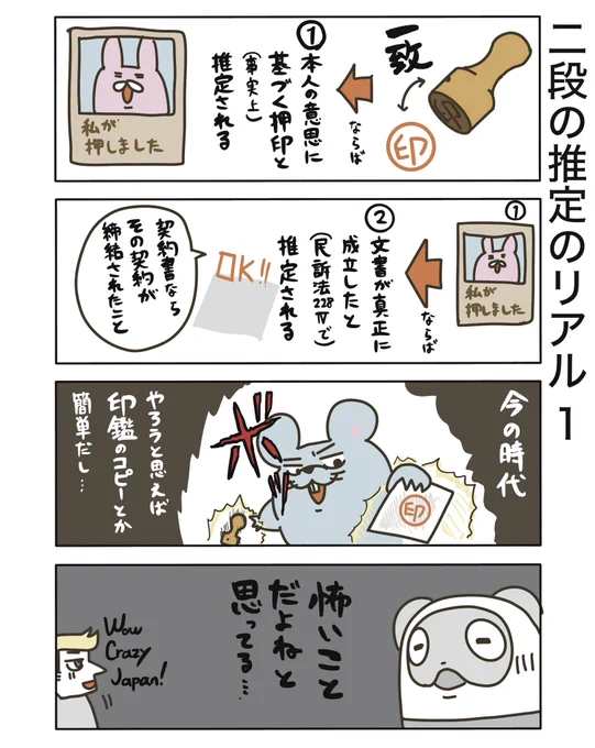 【二段の推定のリアル1】

印鑑って超強力ですけど、今の時代偽造も容易ですよね…
偽造容易な印鑑にここまでの効力認めてるのは普通に怖いなーって思いながら仕事してます…

#弁護士 #漫画が読めるハッシュタグ #たぬじろう #食っていけない弁護士 