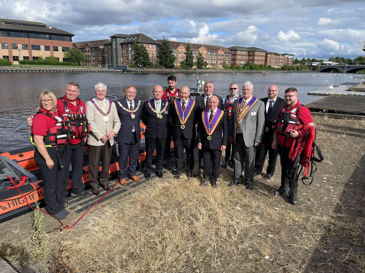 PresidentMBF's tweet photo. 1/2 A super visit to @TeesRiverRescue in Stockton-on-Tees yesterday. Delighted to present a cheque for £57,000, which paid for a new rigid inflatable boat. Thank you to our members, families and friends that have supported the MBF and made this possible.
#MBF 
@MarkMasonsHall https://t.co/GrD1GBTXm7