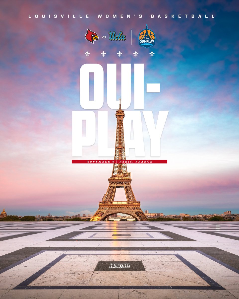 LouisvilleWBB's tweet image. Starting the year in the City of Light 🇫🇷

The Cards will open the season in Paris against UCLA as part of the 2024 @aflac Oui-Play‼️

📰 uofl.me/4dawgcB

#GoCards x #AflacOuiPlay