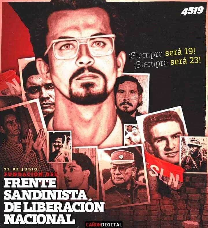 "Siempre será 23 de julio, siempre será Julio heróico, avanzando siempre sin retroceder, ellos sembraron el sol, ellos sembraron amor y hoy nosotros defendemos la vida, la cosecha encendida, la revolución".✊❤️🖤

#Nicaragua
#4519LaPatriaLaRevolución 
#PLOMO19