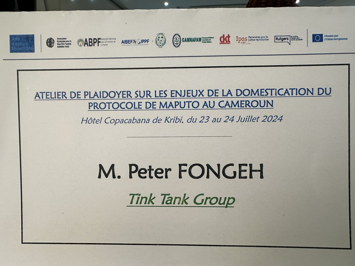 peetersfongeh's tweet photo. Representing @viac237 I am part of the Tink Tank Group working and advocating for the domestication of the #Maputoprotocol in #Cameroon to advance the SRH for women and girls in Cameroon. https://t.co/cW7pnzzOtV
