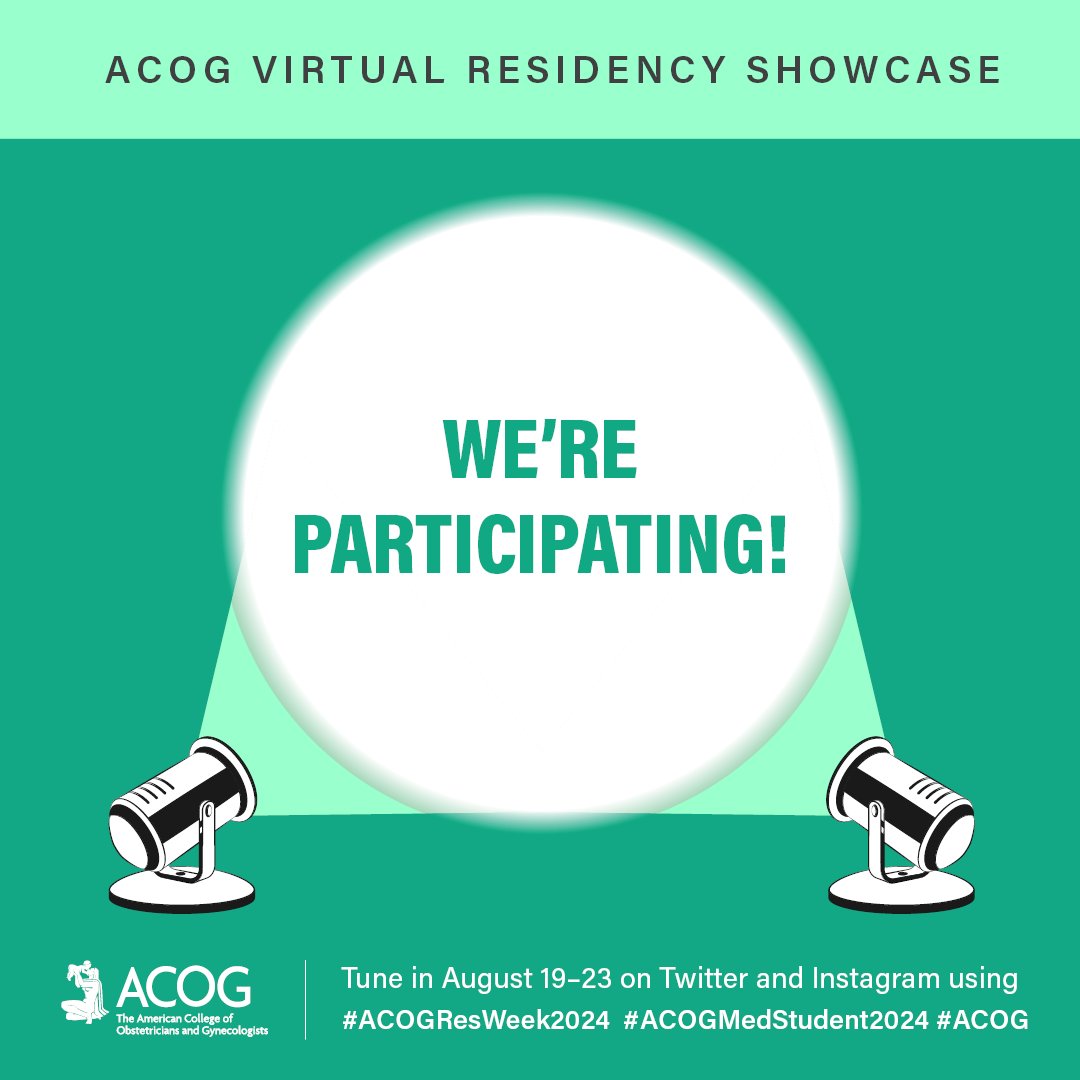 Is your #obgynresidency program looking to engage with #medicalstudents? #ACOGResWeek2024 is for you! Join us August 19–23 here and on Instagram for a chance to find your future residents. Learn more about this event and RSVP to participate: bit.ly/3zQK6mj