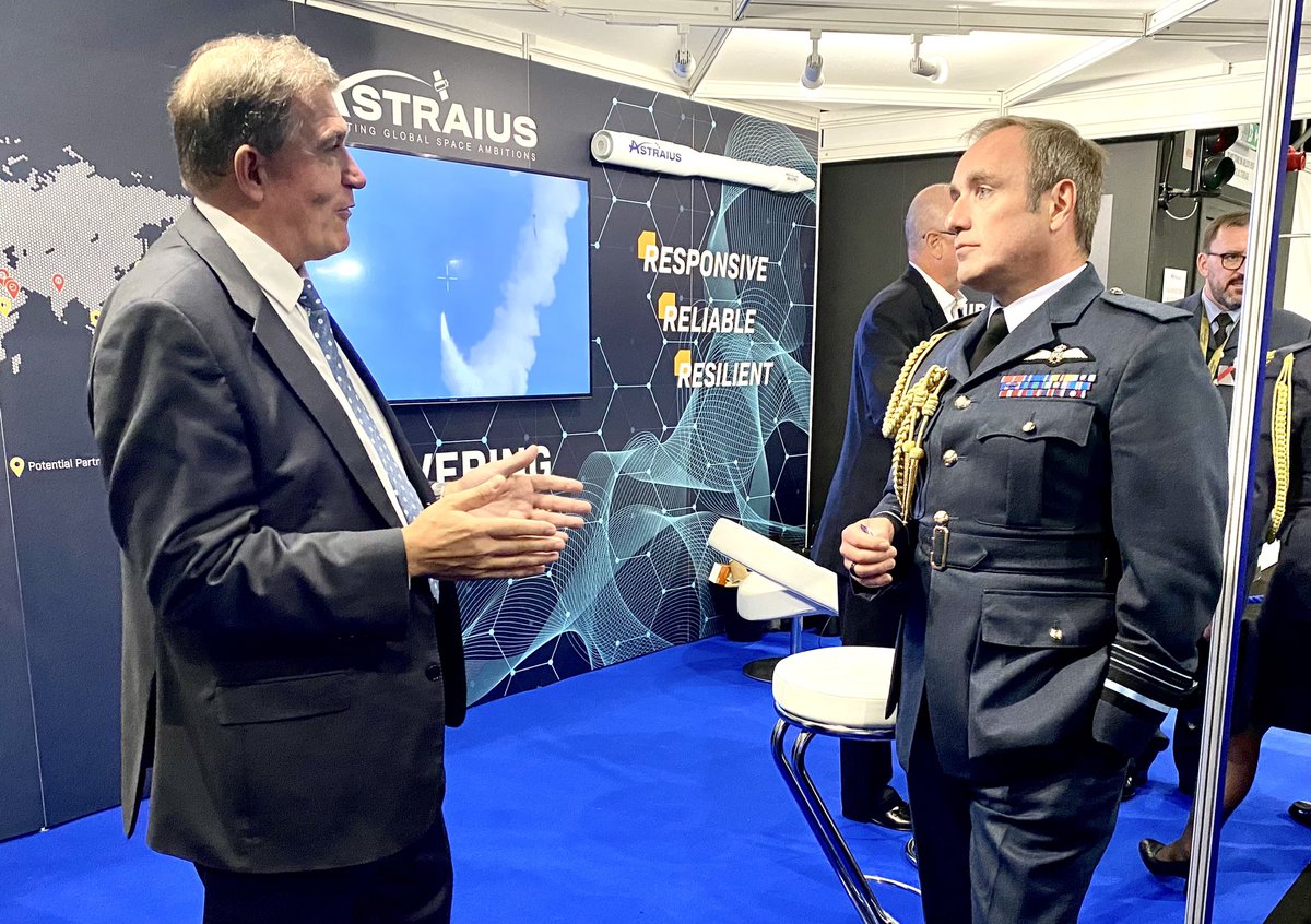 Delighted to brief Air Marshal Allan Marshall, UK Air and Space Commander <a href="/RoyalAirForce/">Royal Air Force</a> on potential for 🇬🇧 responsive satellite launch at Farnborough <a href="/FIAFarnborough/">Farnborough Airshow</a> #Farnborough2024 <a href="/DefenceHQ/">Ministry of Defence 🇬🇧</a> <a href="/ChiefofAirStaff/">ACM Harv Smyth</a> <a href="/UKSpaceCmd/">UK Space Command</a> <a href="/CEOASTRAIUS/">kevinseymour</a>
