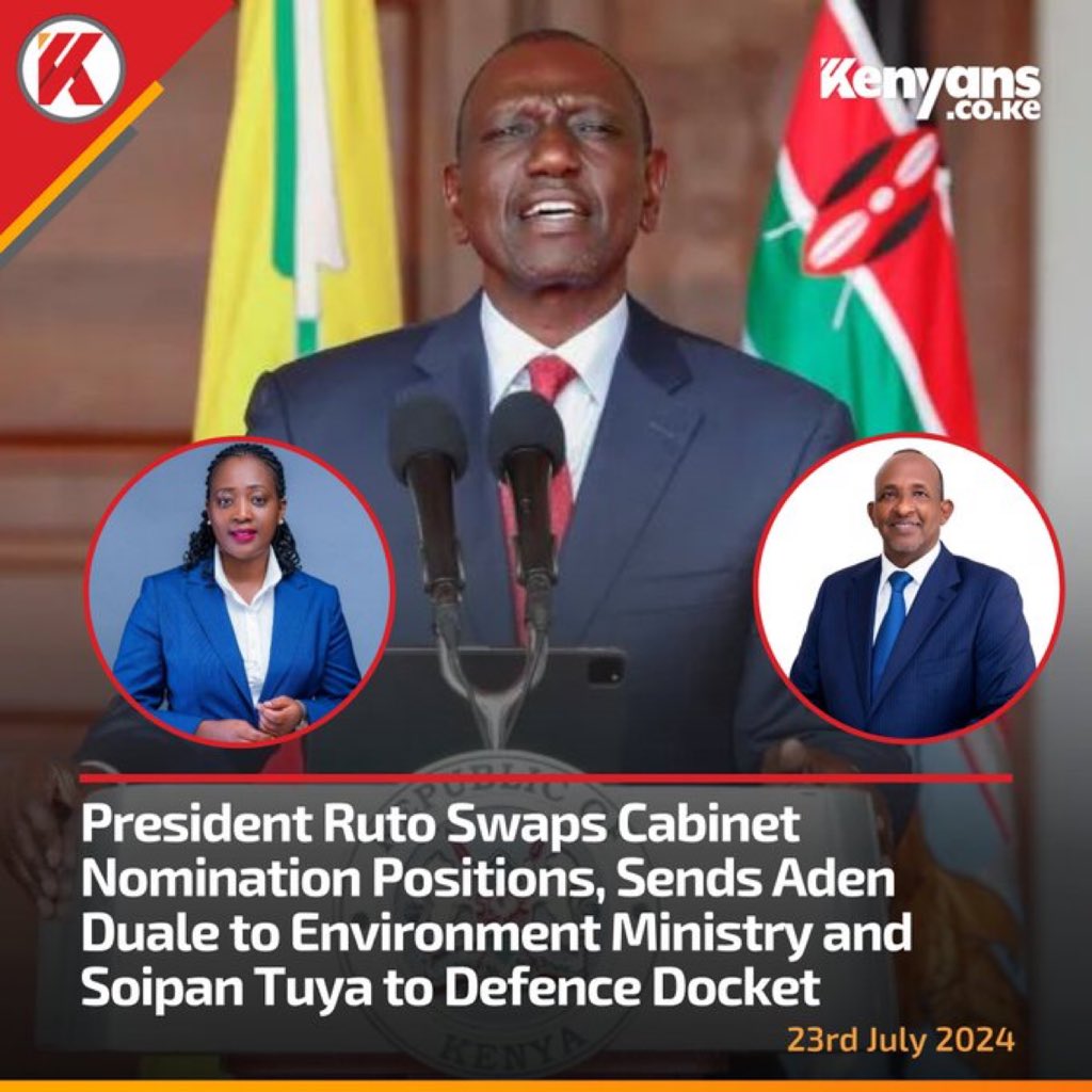 wateteetv's tweet photo. BREAKING NEWS: People of Imara Daima, Pipeline, Citizens of Kenya in whole,,Do you agree with the Ruto decision of Soipan Tuya and Aden Duale exchange for defense?
A= retweet for Yes
B = Like for No https://t.co/KPSln7WkdE
