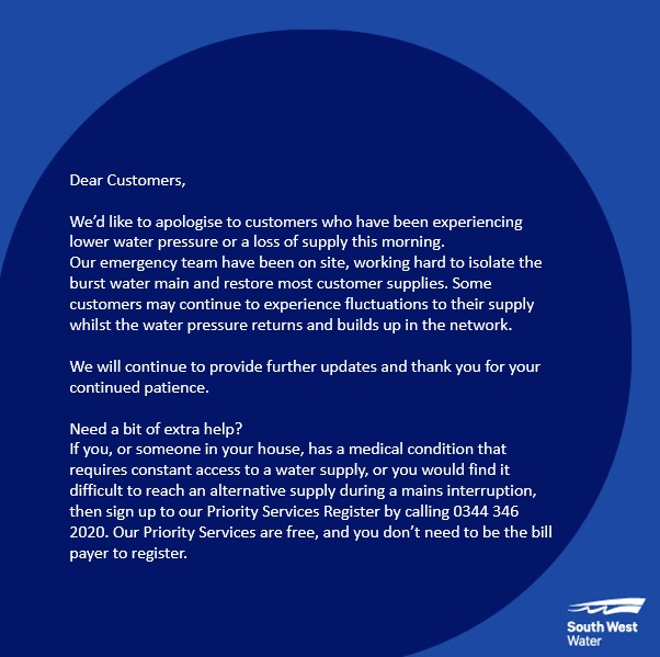 South West Water (@southwestwater) on Twitter photo 